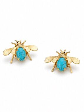 New! Turquoise Gold Insect Earrings NWOT 1031